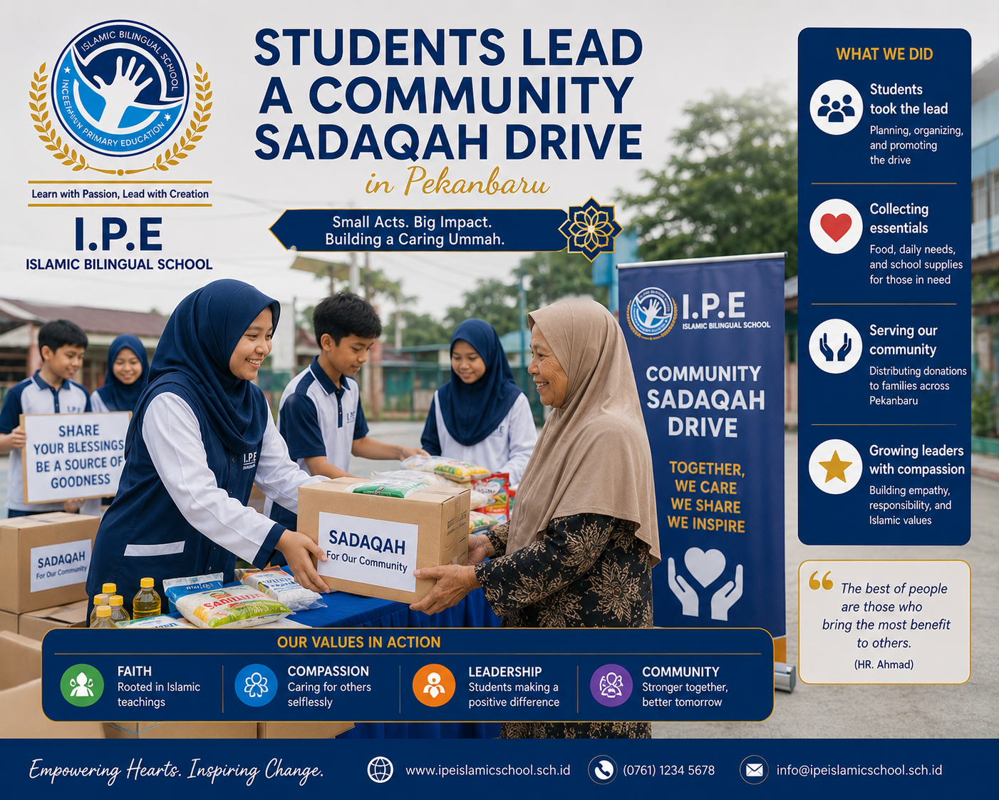 Students lead a community sadaqah drive in Jakarta